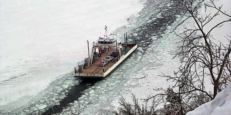 Glenora Ferry in the winter