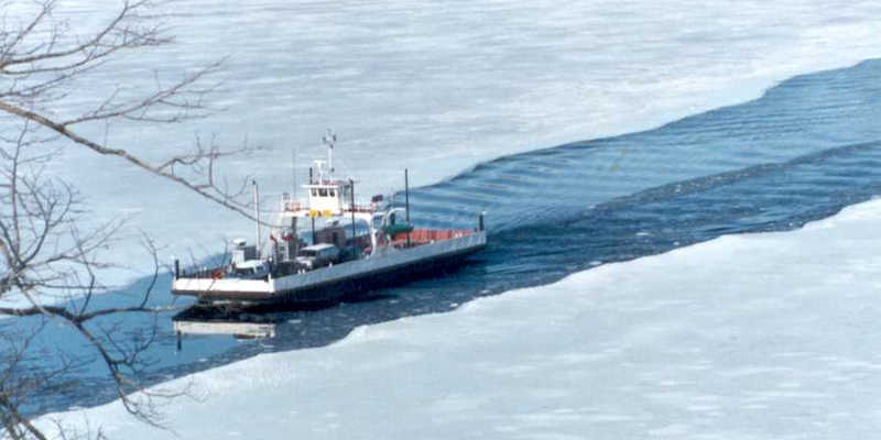 Glenora Ferry in the winter channel