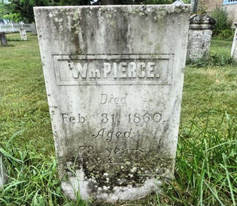 Headstone of Wm. Pierce, died Feb 31, 1860