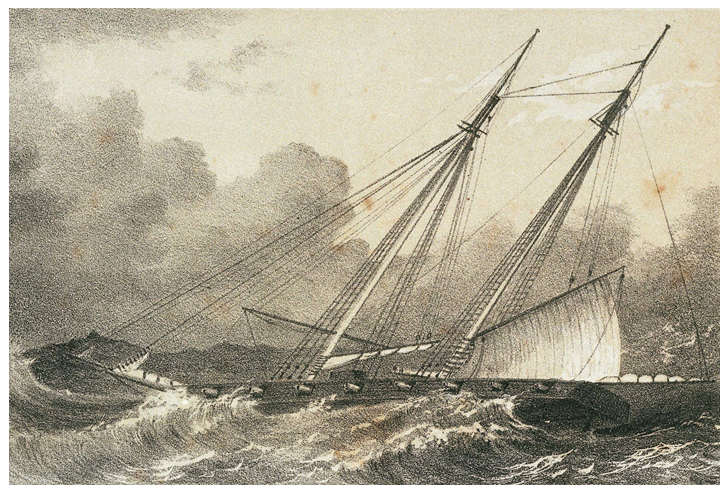 schooner in a storm