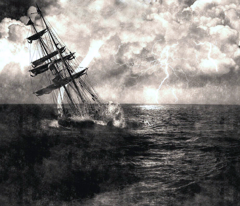 schooner sinking in a storm