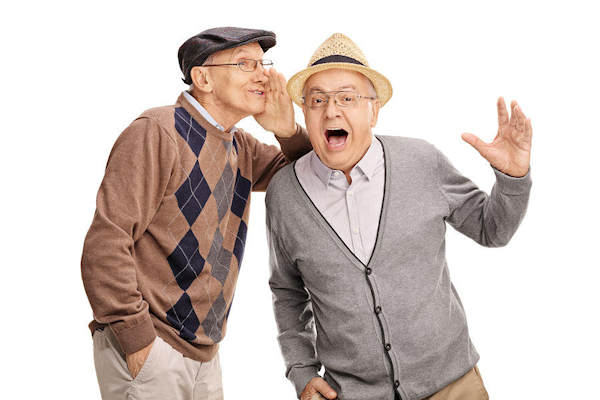Two elderly men sharing tales